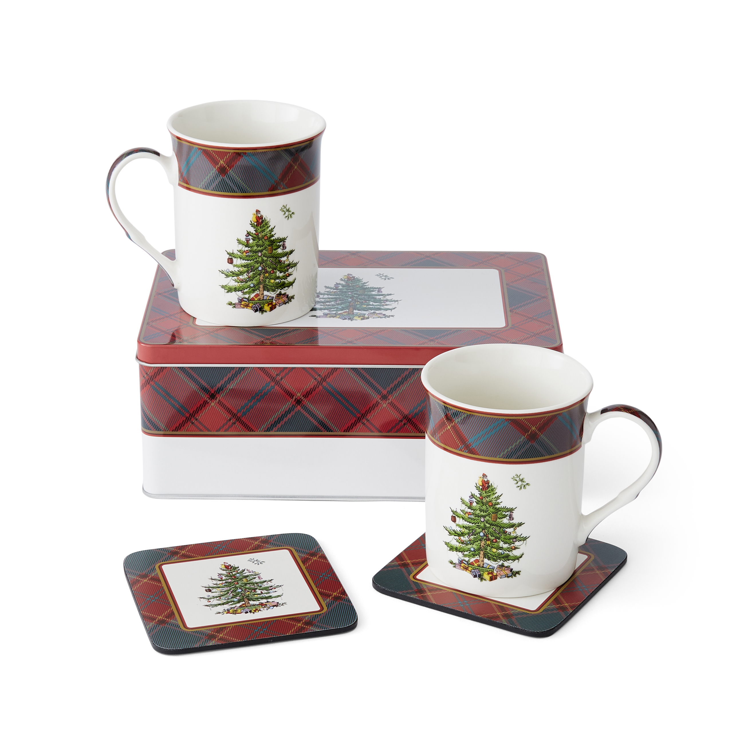 Christmas Tree Tartan 5 Piece Mug & Tin Set image number null